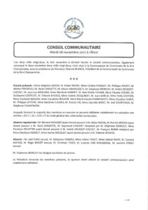 Compte-rendu du conseil communautaire du 08 novembre 2022