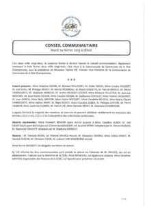Procès-verbal du conseil communautaire du 14 février 2023