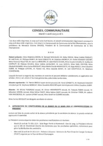 Procès-verbal du conseil communautaire du 11 avril 2023
