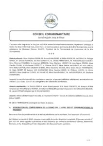 Procès-verbal du conseil communautaire du 05 juin 2023