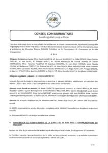 Procès-verbal du conseil communautaire du 03 juillet 2023