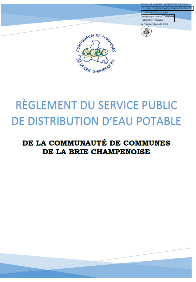 Nouveau règlement du service public de distribution d’eau potable