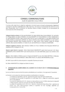 Procès verbal du conseil communautaire du 28 septembre 2023