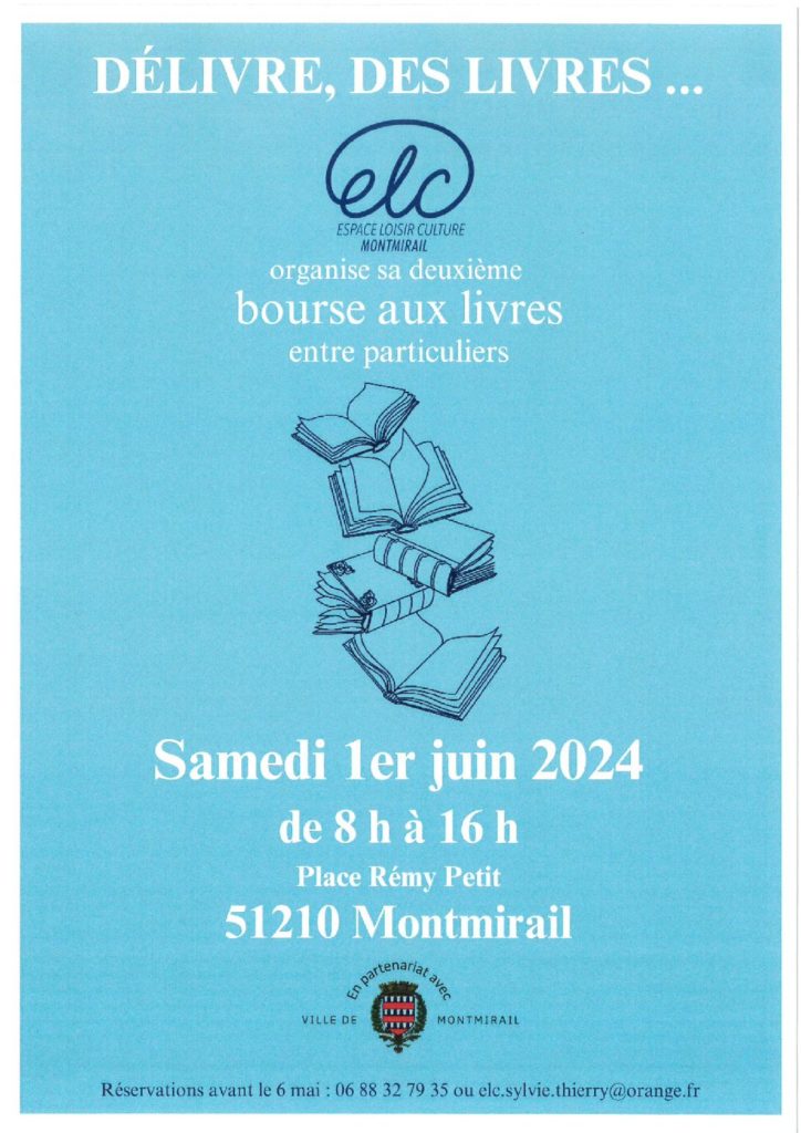 ELC – Bourse aux livres le samedi 1 juin à la Place Remy Petit