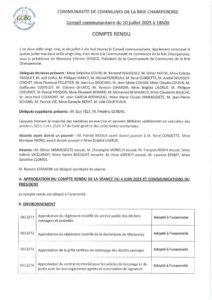 Compte-rendu du Conseil communautaire du 10 juillet 2025
