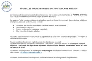 Nouvelles modalités d’inscription à la restauration scolaire – rentrée scolaire 2025/2026