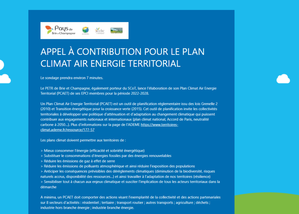 PETR – Appel à contribution Plan Climat Air Energie Territorial