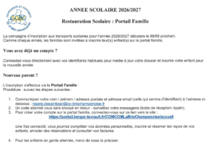 Nouvelles modalités d&rsquo;inscription à la restauration scolaire – rentrée scolaire 2026/2027