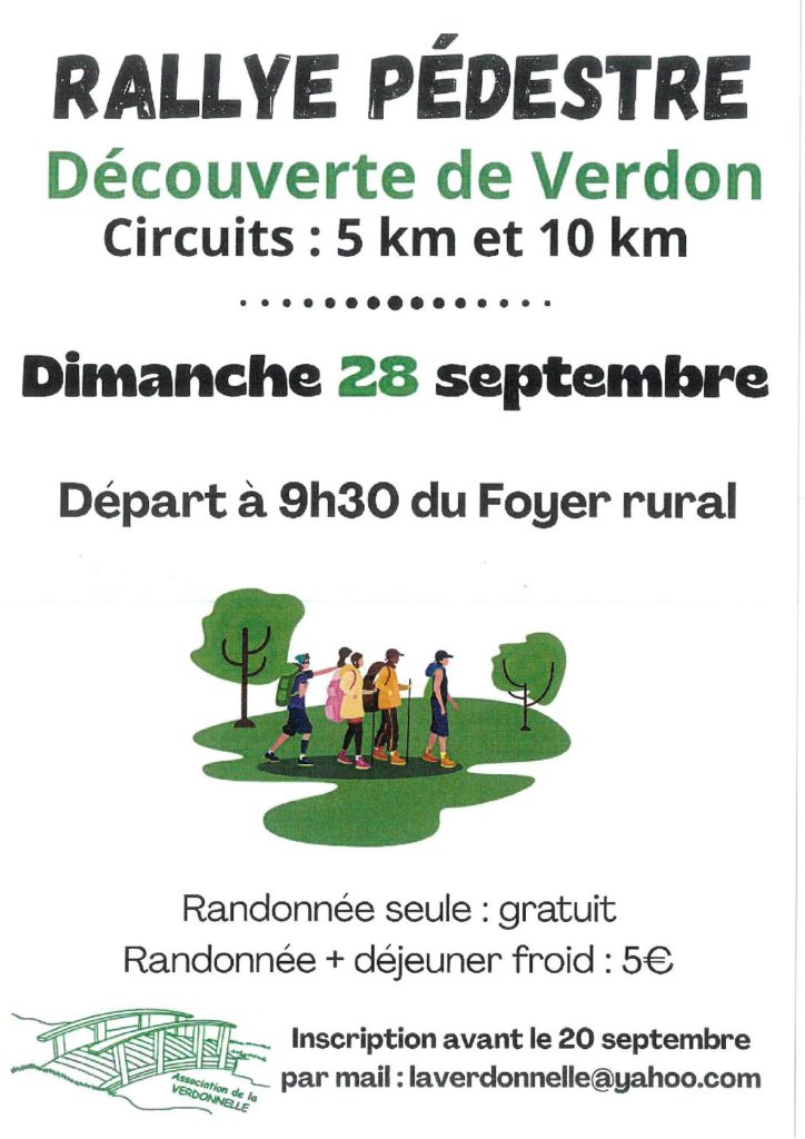 La Verdonnelle – Rallye pédestre le 28 septembre départ à 9h30
