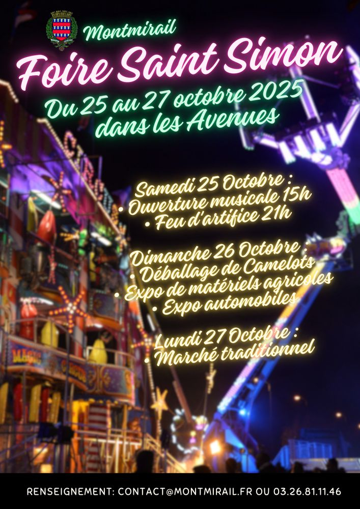 Ville de Montmirail – Foire Saint Simon du 25 au 27 octobre