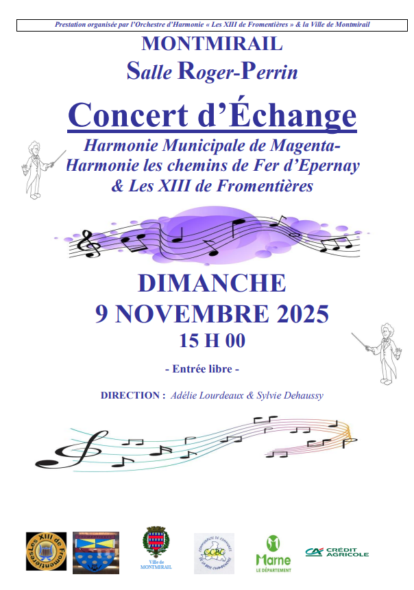 Les XIII de Fromentières – Concert d’échange le dimanche 9 novembre à 15h00 à la salle Roger Perrin