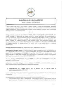 Procès-verbal du Conseil communautaire du 2 octobre 2025