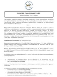 Procès-verbal du Conseil communautaire du 22 janvier 2026