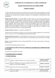 Compte-rendu du Conseil communautaire du 01 juin à 18h