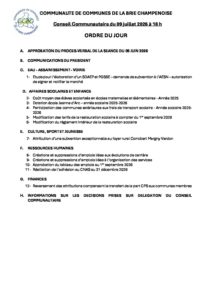 Compte-rendu du Conseil communautaire du 01 juin à 18h