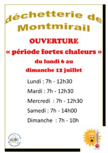 Horaires fortes chaleur déchetterie