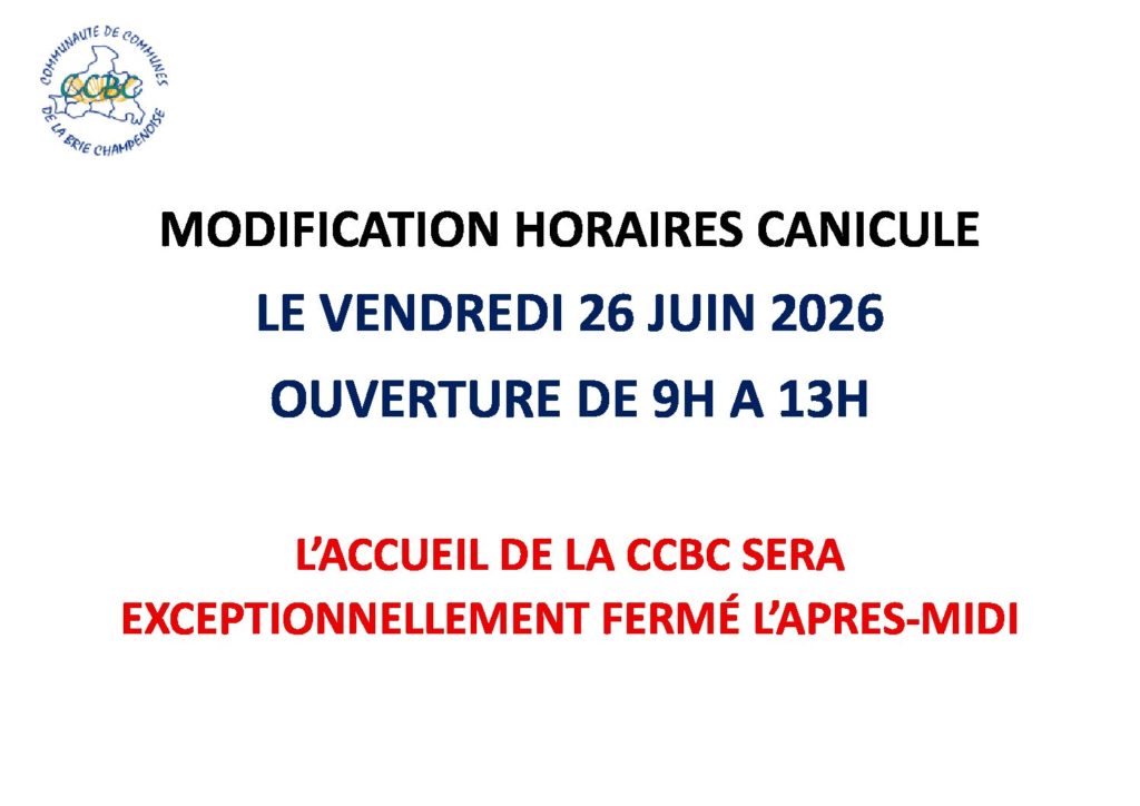 Fermeture exceptionnelle Accueil CCBC – 26 juin après-midi