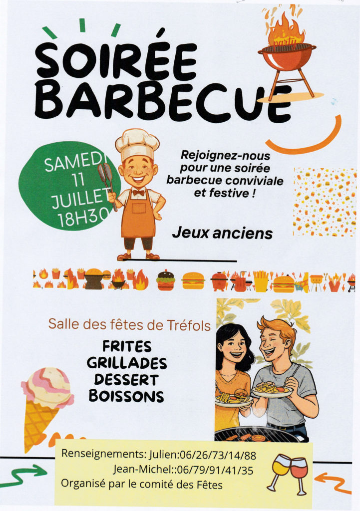 Soirée barbecue à Tréfols le 11 juillet à partir de 18h30