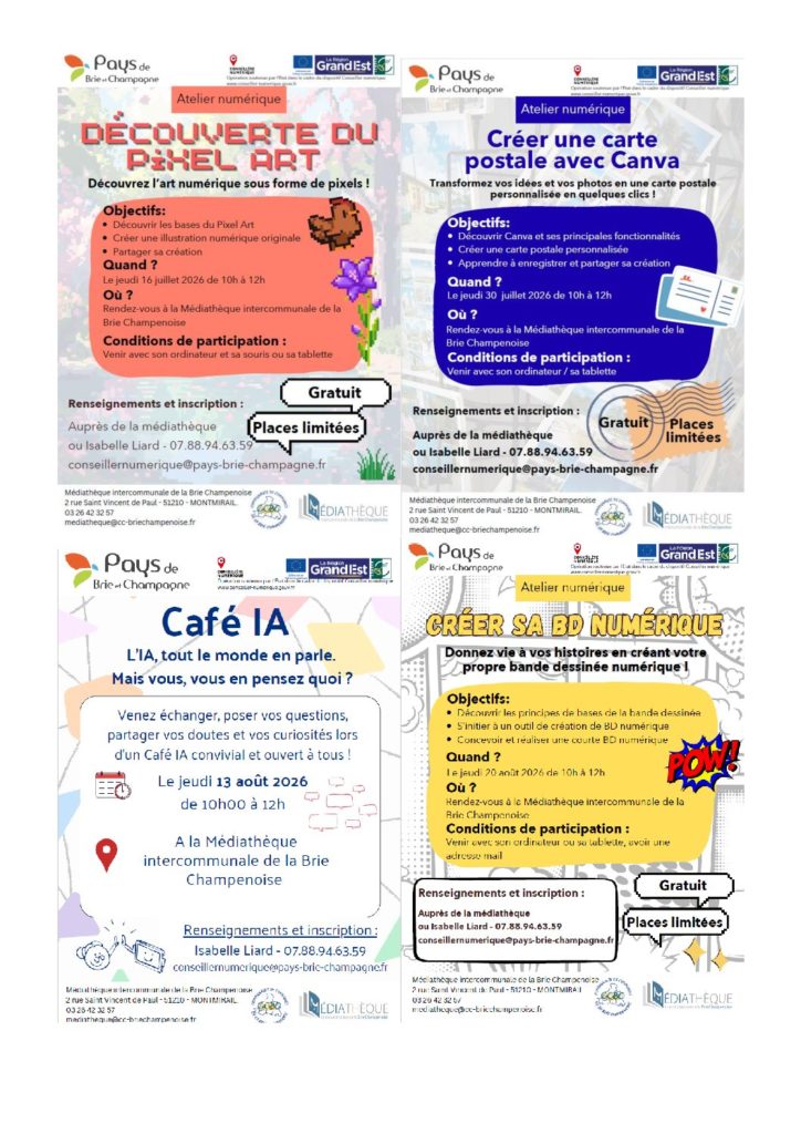 Ateliers numérique cet été à la médiathèque