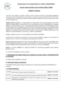 Compte-rendu du Conseil communautaire du 01 octobre