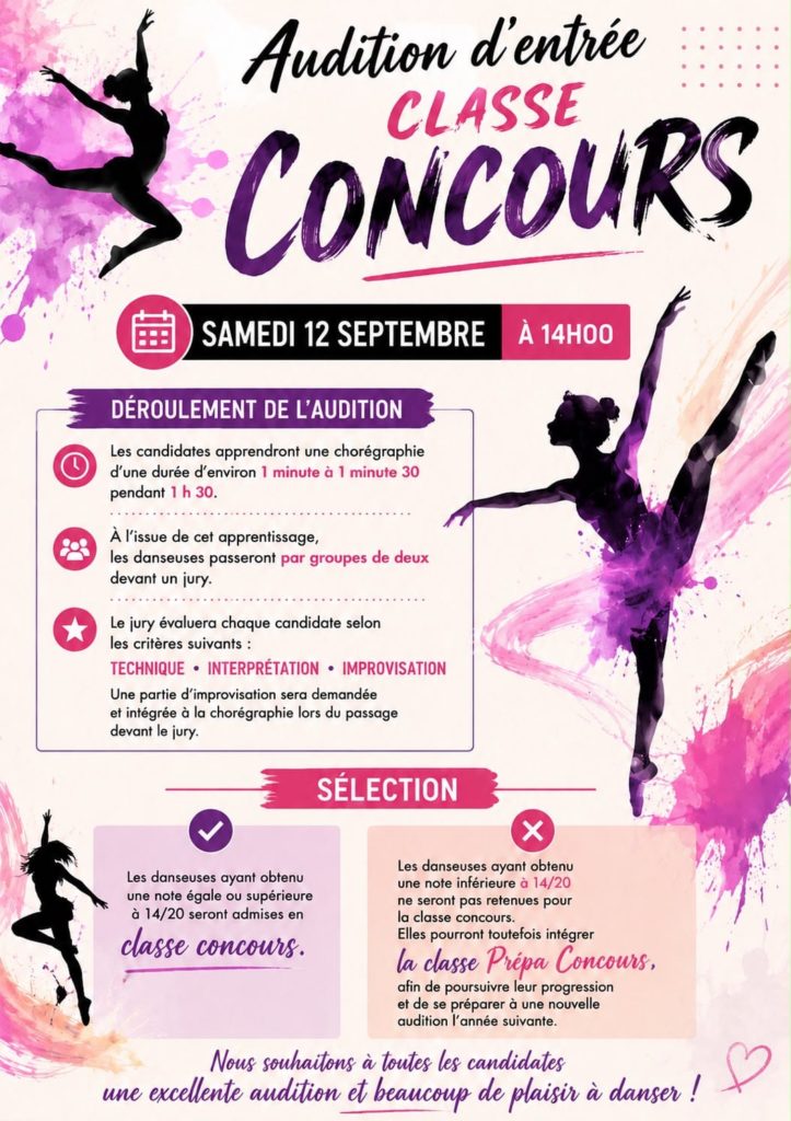 ELC – Audition d&rsquo;entrée classe concours le 12 septembre à 14h
