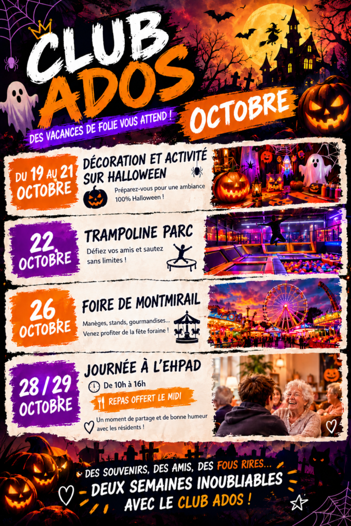Club ados – Programme vacances d&rsquo;octobre